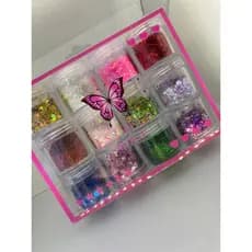 KIT 12 Glitter Floocado/Sortidos Carnaval glitter decoração de unhas glitter para unha Estrela Gold
