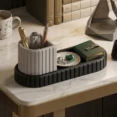 Organizador de Mesa Canelado Design Minimalista - Porta Canetas e Acessórios Premium