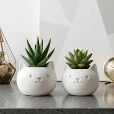 Vaso Gatinho Mini Cachepot Decorativo Enfeite De Mesa Quarto Sala Vasinho Gato Minimalista