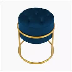 Puff redondo ferro argola tubo aço pintura eletrostática tecido veludo