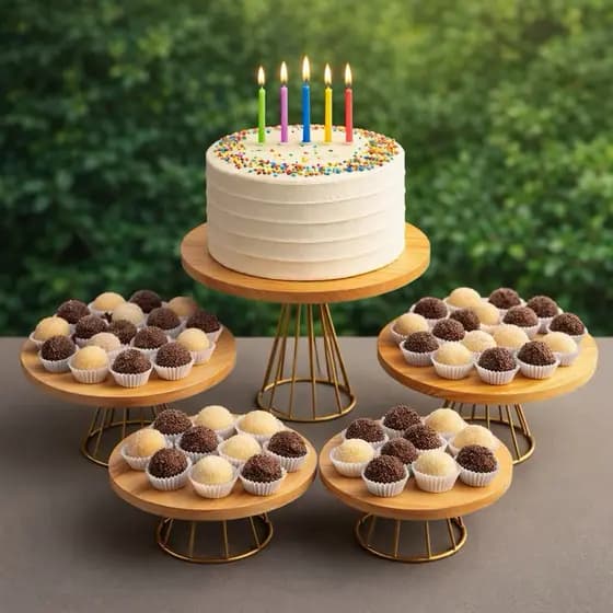 Kit 5 Suportes Para Doces Em Pinus Boleira Decoração Festa