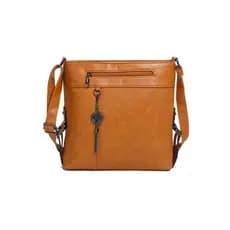 Bolsa Feminina transversal em Couro PU para passeio trabalho Vários compartimentos