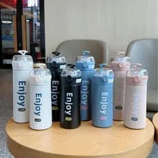 Garrafa Térmica Infântil e Adulto De Aço Inox Com Alça De 500ml,Garrafa Térmica "Enjoy Life"