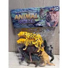 Kit 6 Animais Brinquedo  6 unidades em Borracha animais world