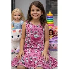Kit 2 Vestidos sortidos pers infantil algodão regata feminino menina roupa verão