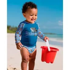 Conjunto Infantil Menino  UV+50 Camisa longa e Sunga boxer  Proteção Solar Roupa de Praia e Banho