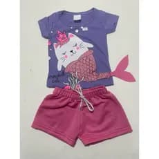 Kit 2 conjuntos interativo infantil feminino menina algodão verão.Tam 2 ao 10.