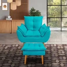 Kit Poltrona Decorativa Opala Deluxe Com Puff Suede