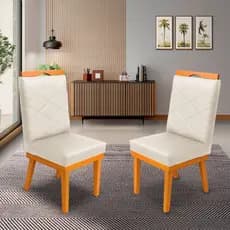 KIT cadeira Ana Matelassê tecido suede com Base Fixa de Madeira Maciça e Puxador Castanho