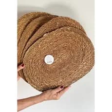 Kit com 6 Jogo Americano De Palha para Mesa De Jantar Trançado Resistente Ao Calor Antiderrapante 40x30cm