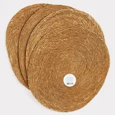 Kit com 18 Jogo Americano De Palha para Mesa De Jantar Trançado Resistente Ao Calor Antiderrapante 40x30cm