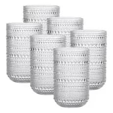 Jogo De 6 Copos Luxo Altos Perola 460ml Drink Agua Suco Mesa Posta
