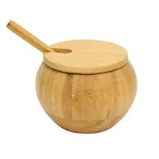 Açucareiro Saleiro Em Bambu Com Colher E Tampa 120ml