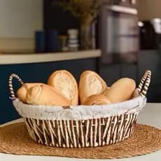 Cesta de Pão Redonda com Alça e Forro