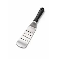Espátula Profissional em Aço Inox Curva Furada com cabo em Polipropileno Preto 37x7,2 cm