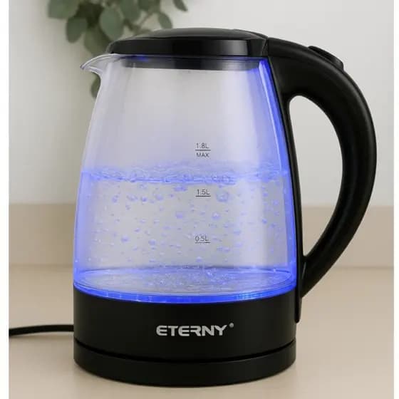 Chaleira Elétrica De Vidro brusque Com LED 127V 1,8L Eterny