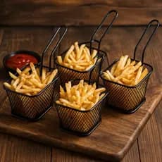 Kit Cestos Em Inox Para Porções Batata Frita