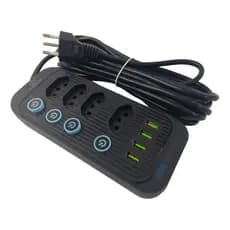 Filtro De Linha Extensão 4 Tomadas Com 4 Usbs 10a Max 2500w 2 mts preto