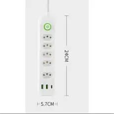 Régua de Energia 5 Tomadas + 2 USB + Tipo-C | Cabo 2m | Bivolt com Botão ON/OFF – Carregue Tudo com Segurança!