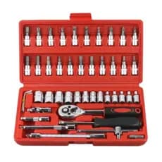 Maleta Jogo Conjunto Chave Catraca Reversível 46 Peças 1/4'' Soquetes resistente aço inox