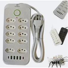 Extensão 10 Tomadas E 4 Usb 2 Tipo C 3m Filtro De Linha Bivolt Power 110v/220v