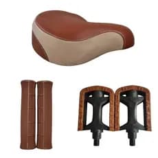 Kit Bicicleta Retrô Vintage Selim Mola Pedal 1/2  Manopla