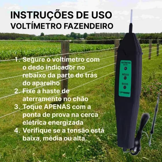 Testador Cerca Elétrica Medidor Analógico Voltímetro Gado