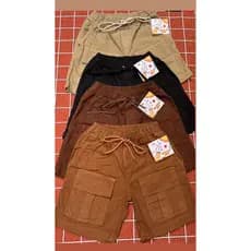 Short Cargo Infantil Masculino Sarja Com Bolsos frontais Ajustável Moda Kids