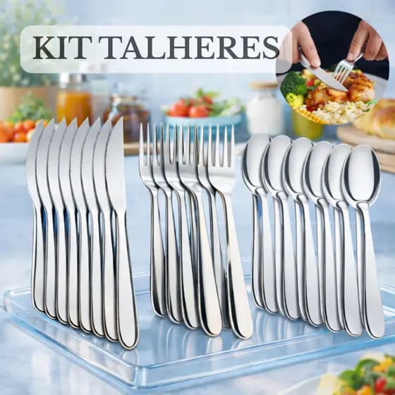 Jogo de Talheres 18/36/72 peças Aço Inox - Escolha O Seu Kit Facas  Garfos e  Colheres de Mesa Casa Para Cozinha