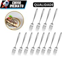 Jogo 12 Garfos De Sobremesa Bolo Torta Garfinhos Aço Inox