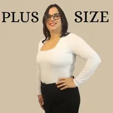 MODA FEMININA BODY SUPLEX QUADRADA MANGA LONGA PLUS SIZE