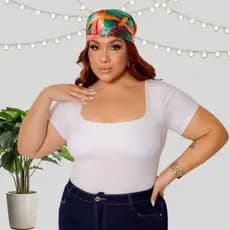MODA FEMININA BODY SUPLEX QUADRADO MANGA CURTA PLUS SIZE
