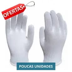 Kit 5  Luva Tricotada Malha Helanca Poliamida Branca De Proteção Lisa P/ Pedreiro Manutenção Epi