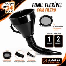Funil Fléxivel 34cm Plástico Sanfonado Resistente Com Filtro Carros Motos Óleos Gasolina Álcool Combustível