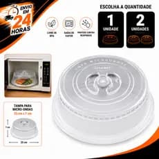 Tampa Para Microondas 1 ou 2 Protetora De Alimentos Anti Respingo Plástico Resistente Livre De BPA Universal