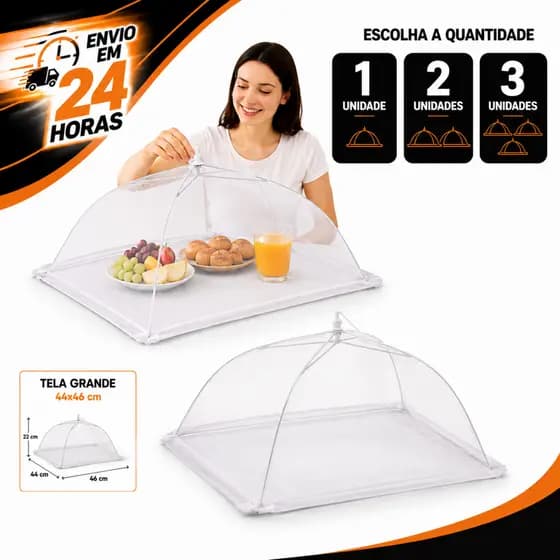 Tela Protetora Dóbravel Grande 44x46 Para Alimentos 1/2/3 Cobertura Frutas Bolos Anti Moscas Insetos