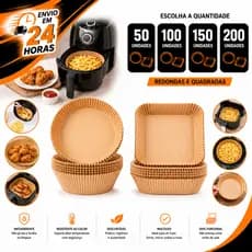 Forma Airfryer Descartavel Antiaderente Redonda/Quadrada 50/100/150/200 Forro Papel Manteiga Vegetal