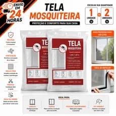 Tela Mosquiteiro Mosquiteira 1 ou 2 Para Janela 1,30x1,50 Com Fita Colante Velcro Anti-Inseto Mosquitos