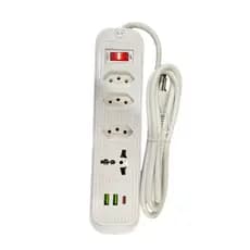extensão filtro de linha com 4 tomadas 2 usb e 1 tipo -c com carregamento rapido para celular