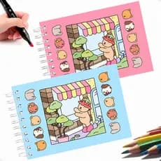 Caderno Livro de Desenho 50 Folhas Capa Dura Colorida Holográfica para Pintar e Colorir