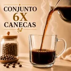 Jogo kit 6 Xicaras Canecas Vidro 250ml Café Expresso Chá Cappuccino Leite Mesa Posta Transparente