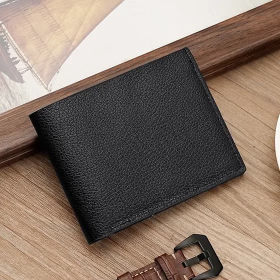 Carteira Couro Sintético Masculino Minimalista Slim Porta Cartão e Dinheiro Marrom ou Preto
