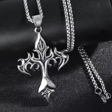 Colar Cruz Gótico Rock Cristão Unissex Masculino Feminino Aço Inoxidável Rock Alternativo