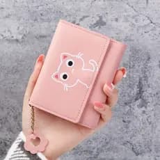 Carteira Feminina de Bolso Fofa Desenho Gato Kawaii