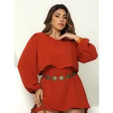 Macaquinho Feminino Manga Longa Com Camadas Duna Soltinho