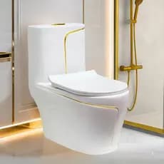 Vaso Sanitário Monobloco Premium Luxo Axori Brasil Branco Dourado - Miami TB