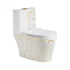 Vaso Sanitário Monobloco Caixa Acoplada Branco Dourado Duplo acionamento Mar-TP