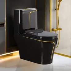 Vaso Sanitário Monobloco Acoplada Black Gold - Miami Black Gold Brilhante