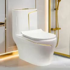 Vaso Sanitário Monobloco Premium Luxo Axori Brasil Branco Dourado - Miami TG