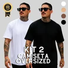 Kit 2 Camiseta Lisas Oversized Masculina Algodão Ideial para academia, treino, crossfit